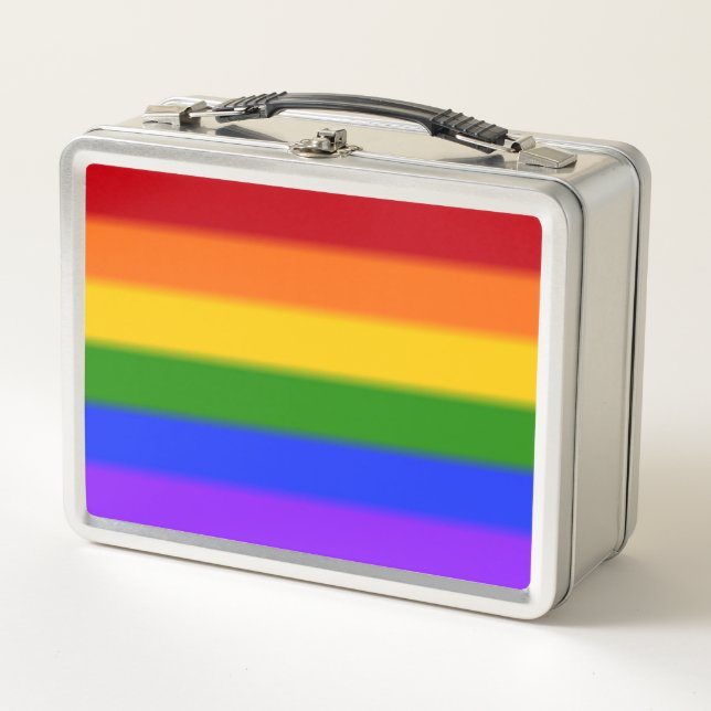 Falln Gay Pride Flag Rainbow Metal Lunch Box (Front)