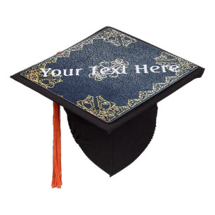 Falln Gilded Gold and Blue Book Graduation Cap Topper