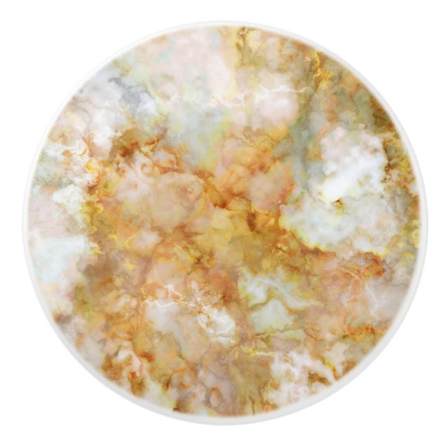 Falln Gold Rippled Marble Ceramic Knob (Front)
