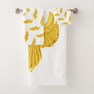 Falln Golden Angel Wings Bath Towel Set