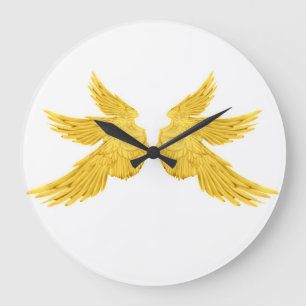 Falln Golden Archangel Wings Large Clock