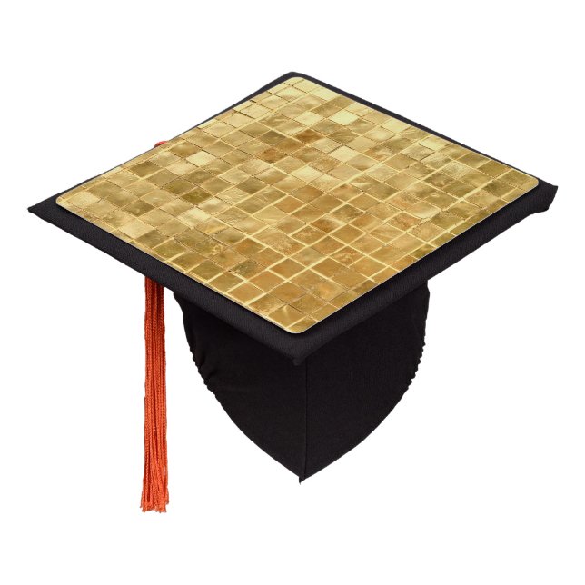 Falln Golden Chequerboard Graduation Cap Topper (Angled)