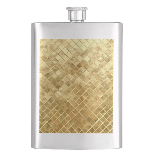 Falln Golden Chequerboard Hip Flask (Front)
