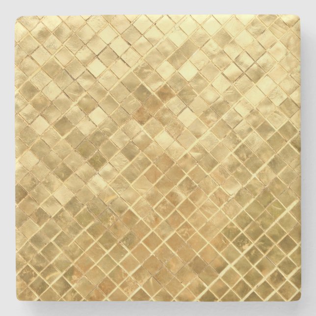 Falln Golden Chequerboard Stone Coaster (Front)