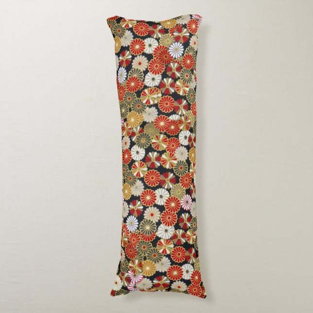 Falln Golden Chrysanthemums Body Pillow (Front Vertical)