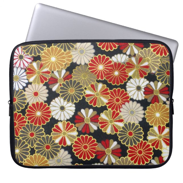 Falln Golden Chrysanthemums Laptop Sleeve (Front)
