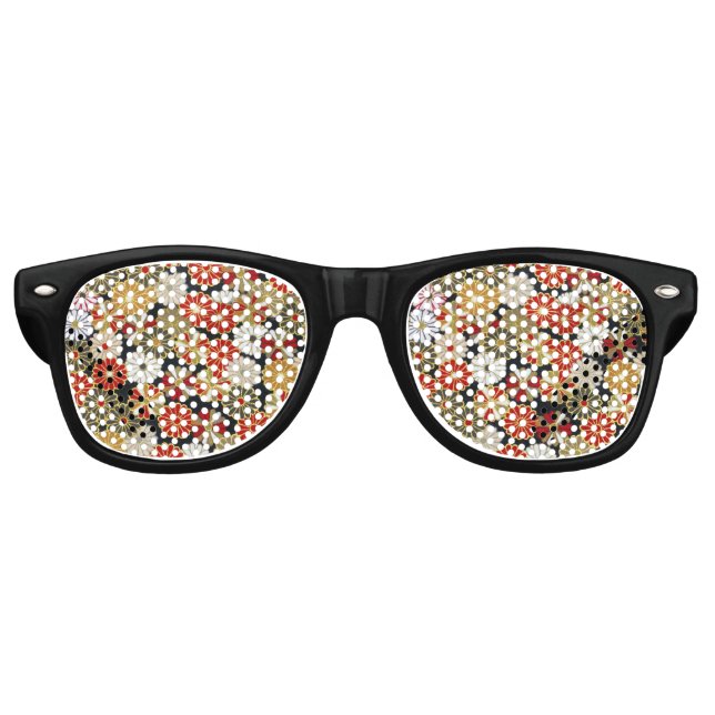 Falln Golden Chrysanthemums Retro Sunglasses (Front)