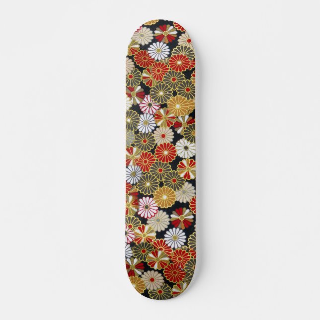 Falln Golden Chrysanthemums Skateboard (Front)