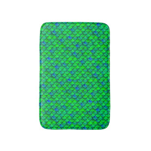 Falln Green Blue Scales Bath Mat