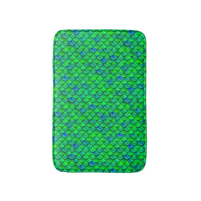 Falln Green Blue Scales Bath Mat (Front Vertical)