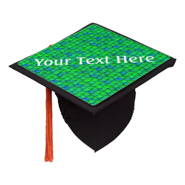 Falln Green Blue Scales Graduation Cap Topper (Angled)