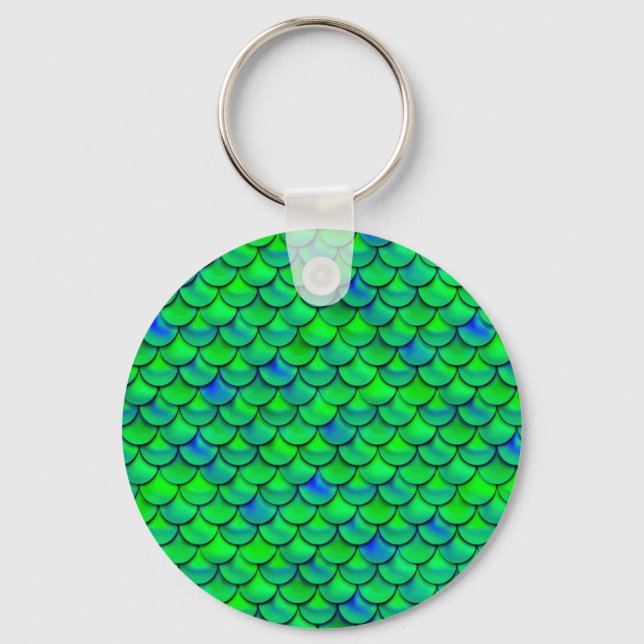 Falln Green Blue Scales Keychain (Front)
