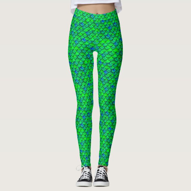 Falln Green Blue Scales Leggings (Front)