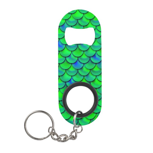 Falln Green Blue Scales Mini Bottle Opener (Front)