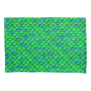 Falln Green Blue Scales Pillowcase