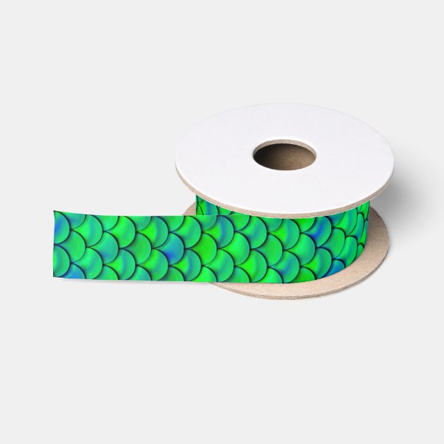 Falln Green Blue Scales Satin Ribbon (Spool)
