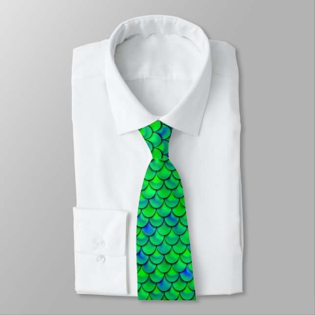Falln Green Blue Scales Tie (Tied)