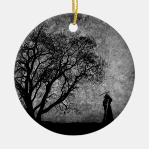 Falln Grim Reaper Original Art Boundaries Between Ceramic Ornament