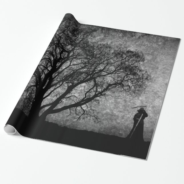 Falln Grim Reaper Original Art Boundaries Between Wrapping Paper (Unrolled)