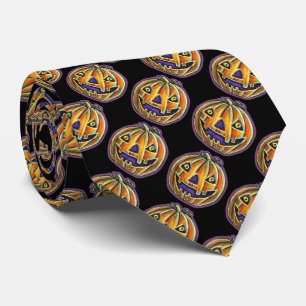 Falln Grinning Pumpkin Vintage Halloweenies Tie