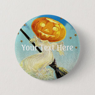 Falln Happy Halloween Pumpkin Witch 2 Inch Round Button
