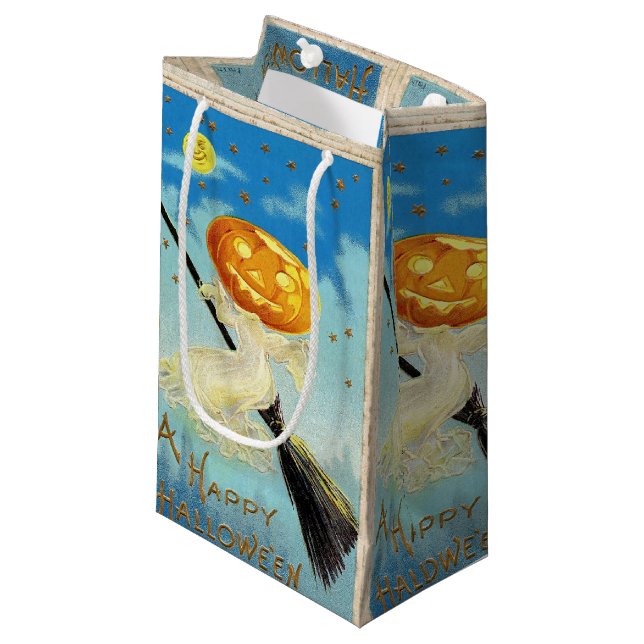 Falln Happy Halloween Pumpkin Witch Small Gift Bag (Front Angled)