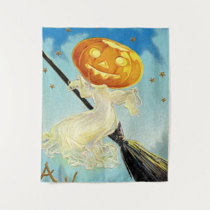 Falln Happy Halloween Pumpkin Witch Tapestry