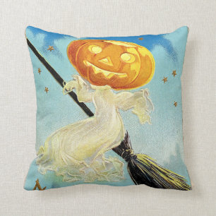 Falln Happy Halloween Pumpkin Witch Throw Pillow