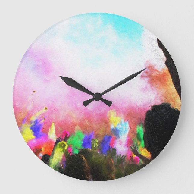 Falln Holi Colours Large Clock (Front)