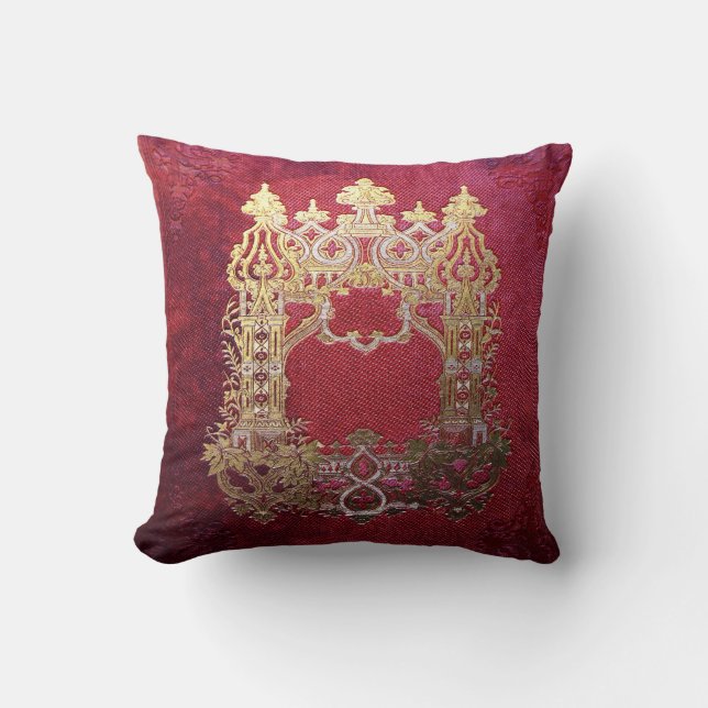 Falln Ink Stained Crimson Throw Pillow (Front)