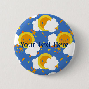 Falln Kawaii Moon, Stars, Sunshine 2 Inch Round Button