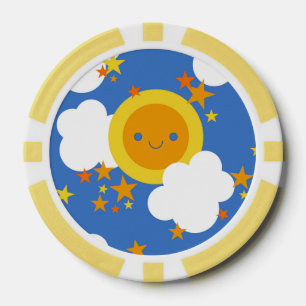 Falln Kawaii Moon, Stars, Sunshine Poker Chips
