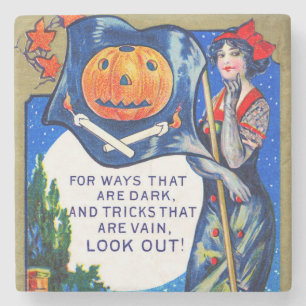 Falln Look Out Halloween Time Stone Coaster