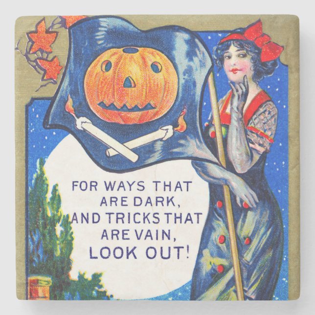 Falln Look Out Halloween Time Stone Coaster (Front)