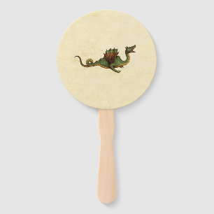 Falln Medieval Green Dragon Hand Fan