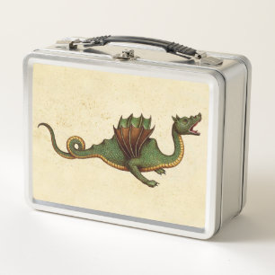 Falln Medieval Green Dragon Metal Lunch Box