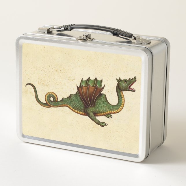 Falln Medieval Green Dragon Metal Lunch Box (Front)