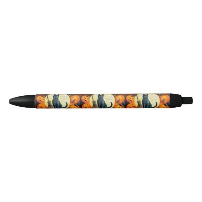 Falln Merry Halloween Cat Black Ink Pen (Front)