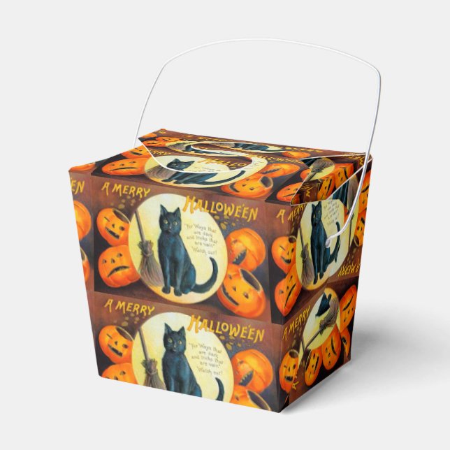 Falln Merry Halloween Cat Favor Box (Front Side)