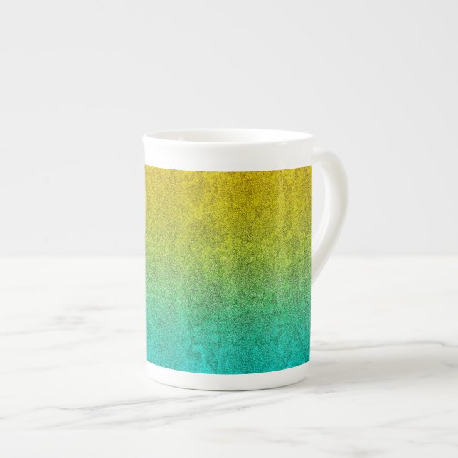 Falln Ocean Sunrise Glitter Gradient Bone China Mug (Front Right)