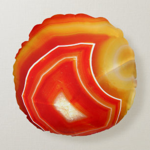 Falln Orange Agate Round Pillow