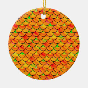 Falln Orange and Green Scales Ceramic Ornament