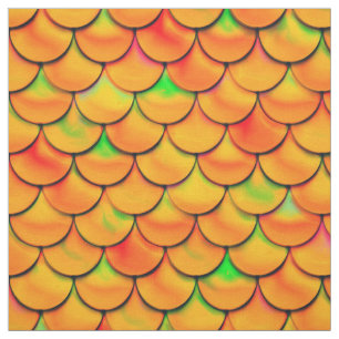 Falln Orange and Green Scales Fabric