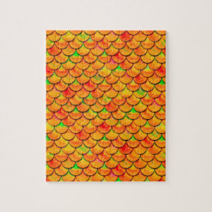 Falln Orange and Green Scales Jigsaw Puzzle
