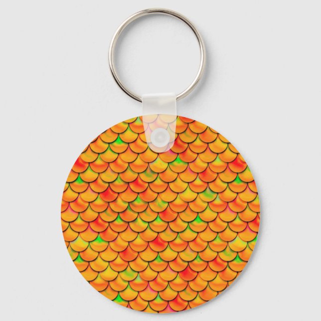 Falln Orange and Green Scales Keychain (Front)