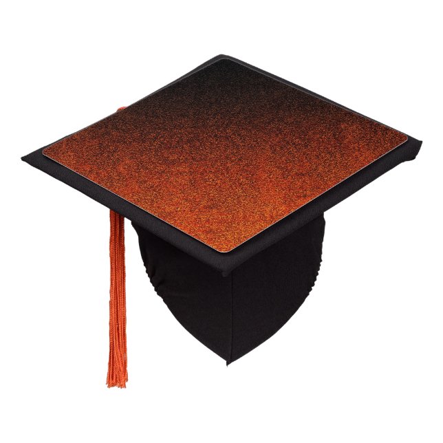 Falln Orange & Black Glitter Gradient Graduation Cap Topper (Angled)