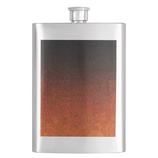 Falln Orange & Black Glitter Gradient Hip Flask (Front)
