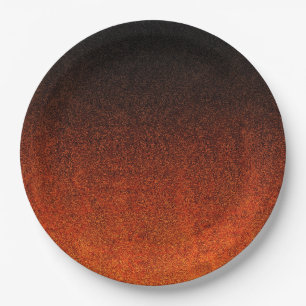 Falln Orange & Black Glitter Gradient Paper Plate