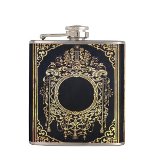 Falln Ornate Gold Frame (Perfect for a Monogram!) Hip Flask
