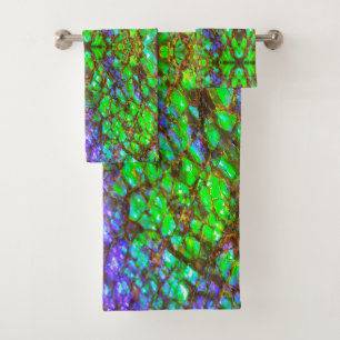 Falln Peacock Ammolite Bath Towel Set